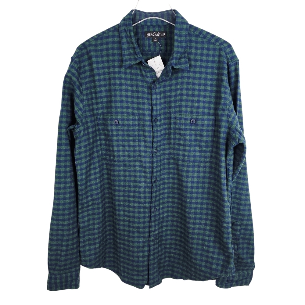 J. Crew J5403 Navy Blue & Green Check Flannel Shirt NWT